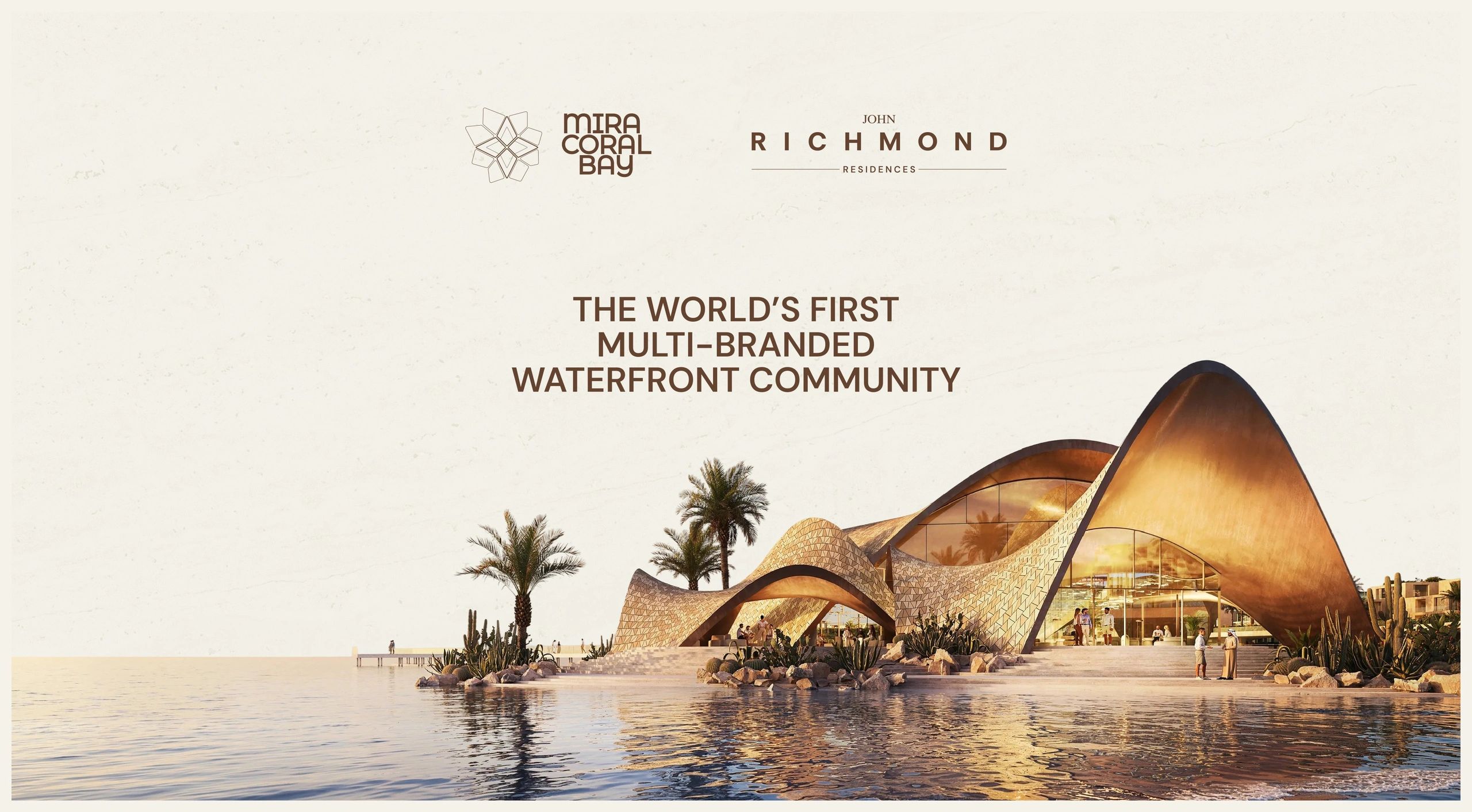 Modern waterfront community with distinctive architecture by Mira Coral Bay and John Richmond Residences.