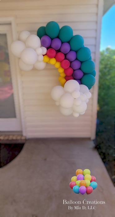 balloon rainbow, trolls themed rainbow