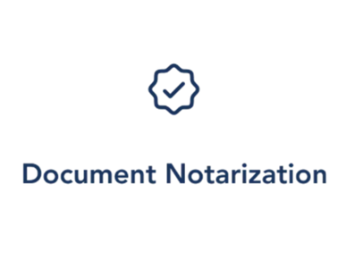 Icon of a verified badge above the text 'Document Notarization'.