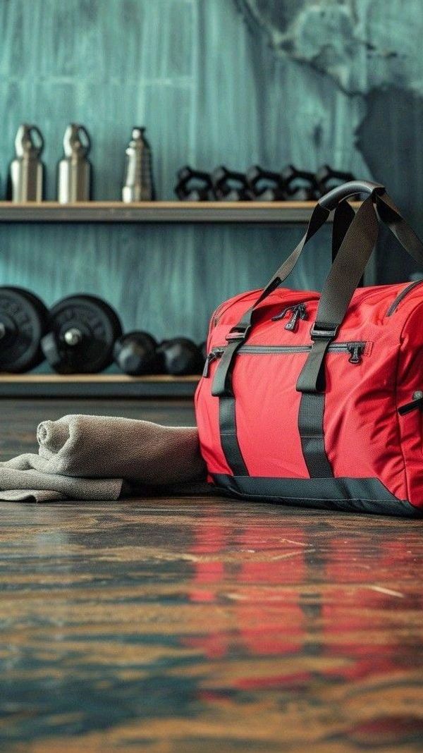 Health and fitness essentials including supplements, dumbbells, resistance bands, yoga mat and fitne