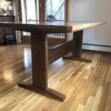 modern table, trestle table, black walnut table, custom table