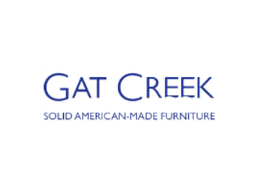 Gat Creek logo with tagline about American-made furniture.