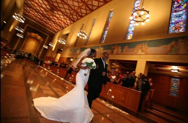 Bride and groom during the recessional