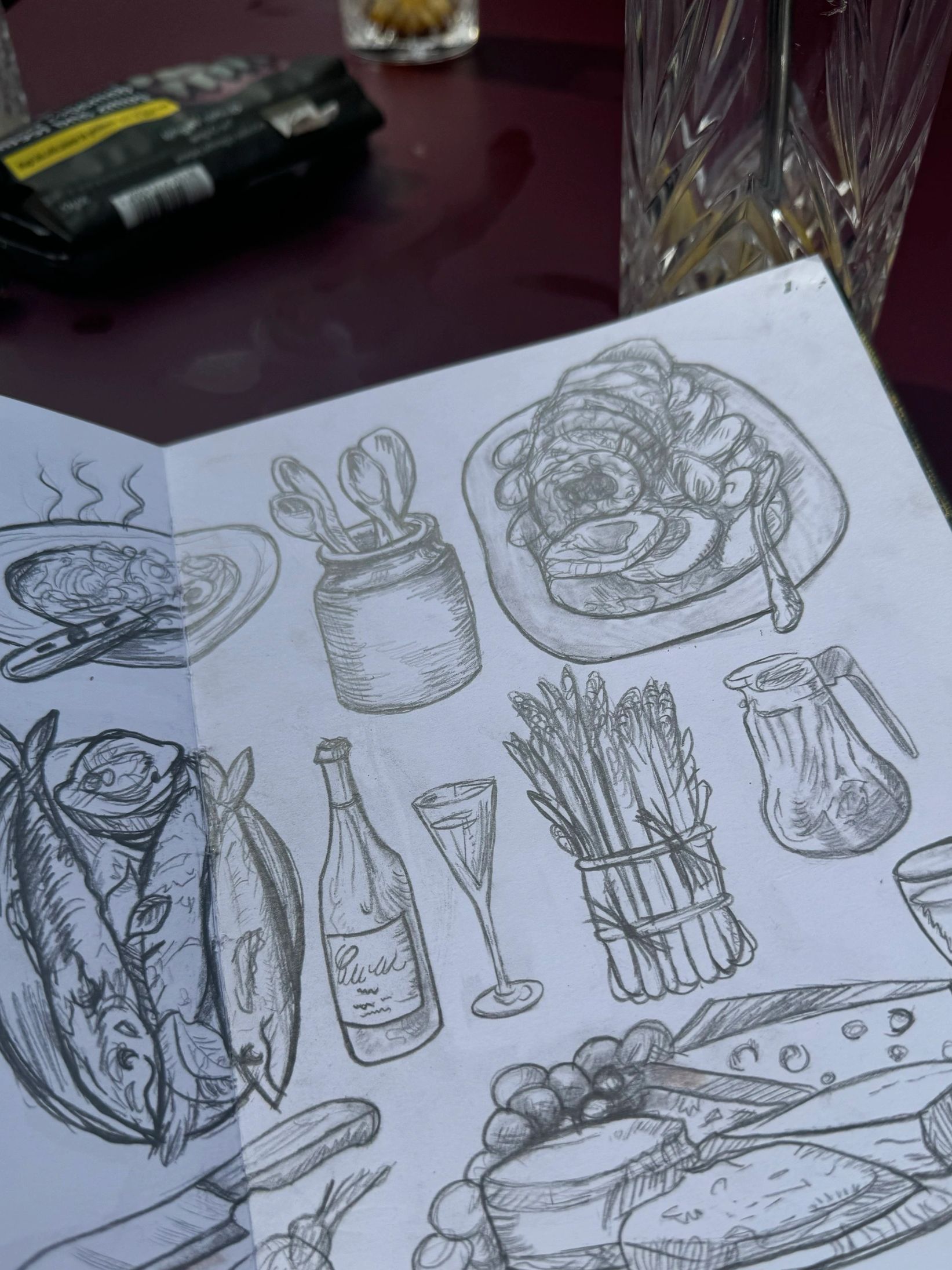 Drawings of food in france