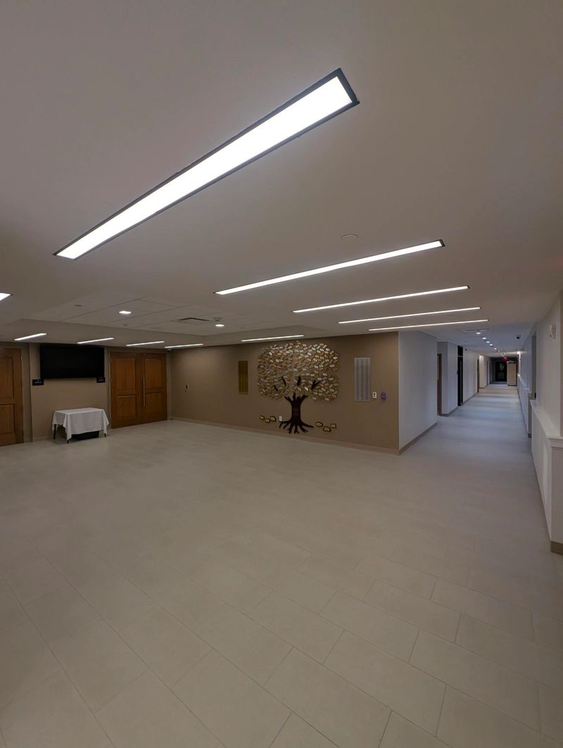 Hallway with decorative lighting