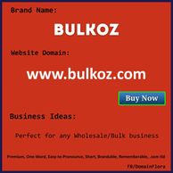 BULKOZ is great domain name for any type of Wholesale or Bulk Selling business brand. It is One-Word
