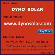 Dyno Solar is perfect premium domain for any solar related business. DYNO is an English word