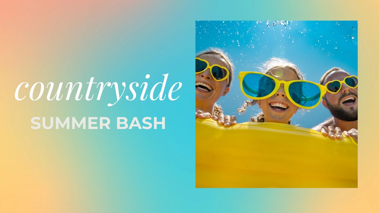 Three friends wearing fun sunglasses enjoying a summer day by the pool.