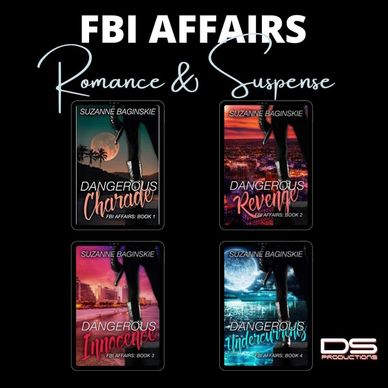 Book covers of the FBI Affairs series by Suzanne Baginskie, blending romance and suspense.