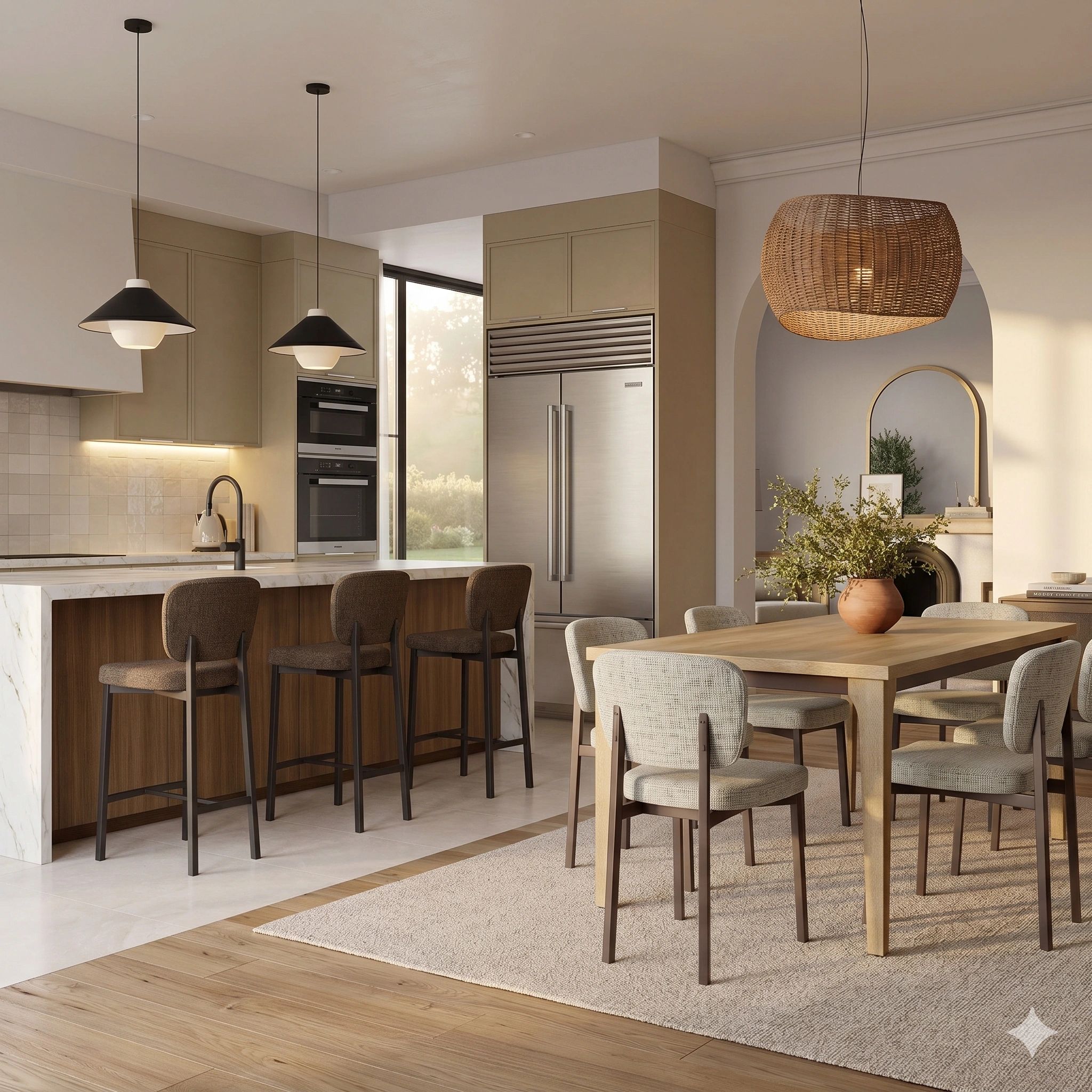 Amisco Isadora Stationary Stools and matching chairs on the Vivian Table.