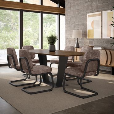 Amisco Miro Chair set in LX Arona fabric and Black Coral Metal