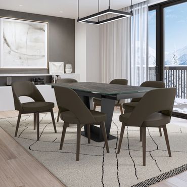 Amisco Scheila Chair in Solid Ash Racoon Wood and MN Notte Fabric