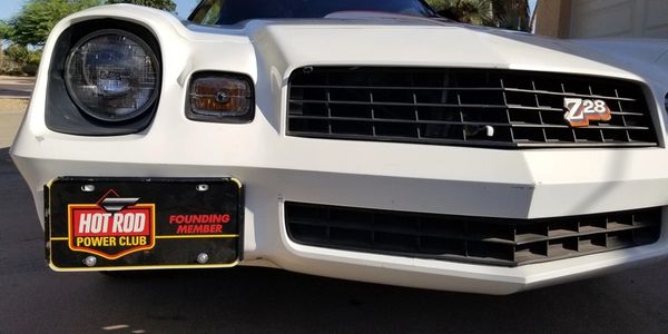 Close-up of 1978 Chevrolet Camaro Z28 front fascia with factory grille and Z28 emblem