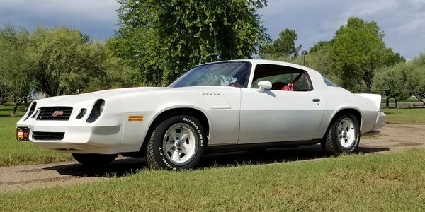 1978 Chevrolet Camaro Z28 in Indian Bend Wash Park with Arizona desert landscape