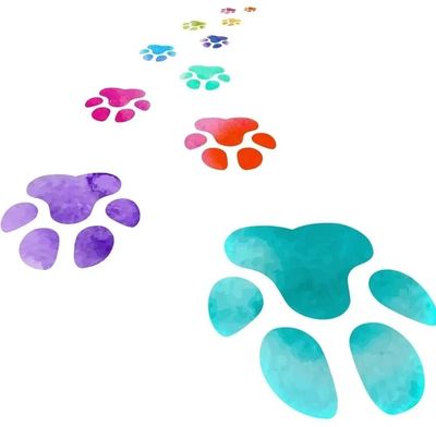 Pastel colour watercolour pawprints