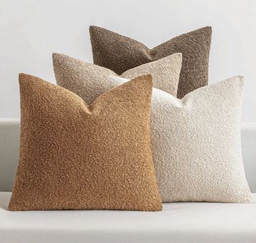 Boucle Throw Pillow Covers 18x18 Brown Set of 4