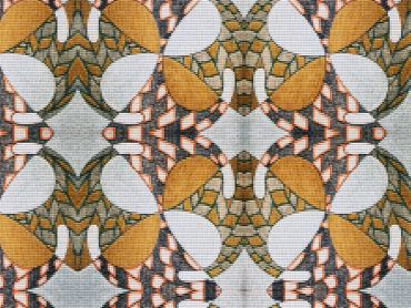 Symmetrical abstract pattern in muted colors.