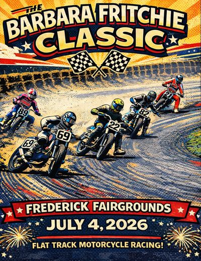 Poster for Barbara Fritchie Classic motorcycle race on July 4, 2026.