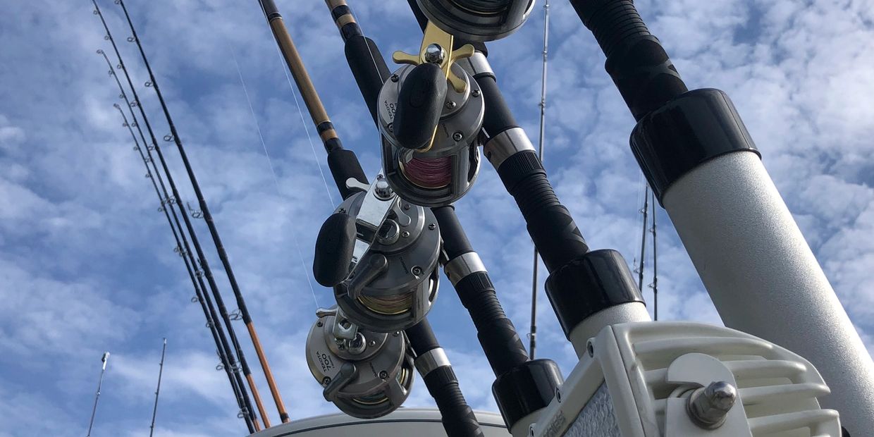 Shimano trolling reels are rigged and ready to catch salmon