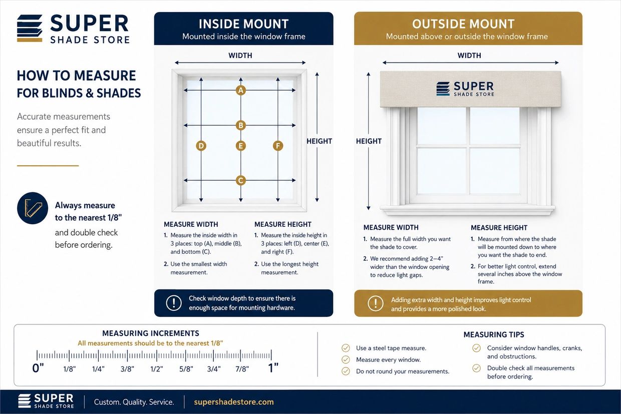 Measuring windows for custom draperies and motorized shades by Super Shade Store