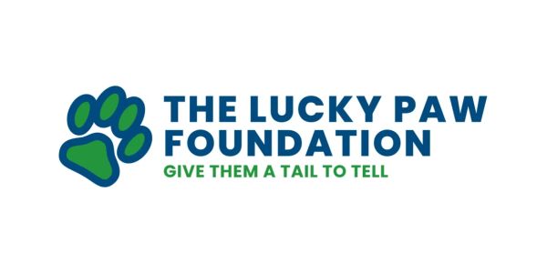 Logo of The Lucky Paw Foundation animal rescue.