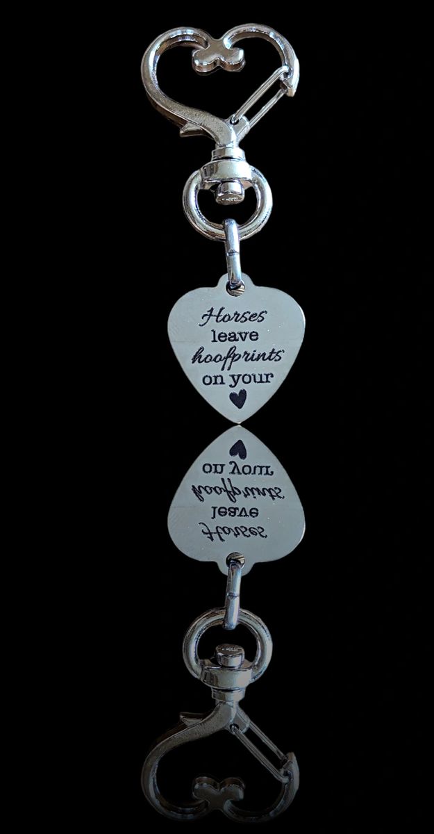 Horse Memorial, You Left Hoof Prints on My Heart, Keychain, Clip or  Necklace.