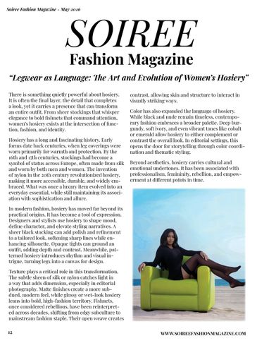 Model showcasing hosiery fashion on a green chair in a minimalist setting.