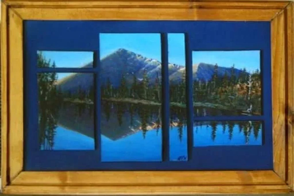 Sapphire Lake in the morning. 10" x 13" segmented Acrylic Painting