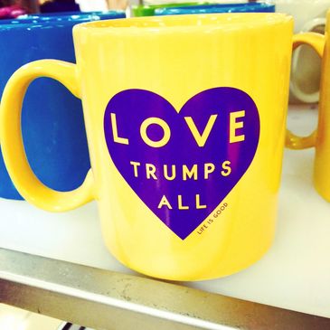 Love trumps all coffee mug.