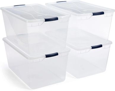 Rubbermaid Cleverstore Clear Plastic Storage Bins with Lid