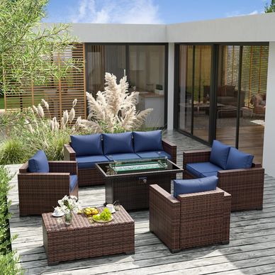 Amopatio Patio Furniture Set with Fire Pit Table, 