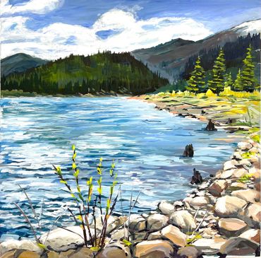 Detroit Lake 

12" x 12" 
acrylic on wood panel