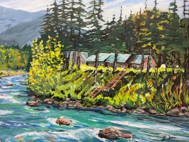 Estate by Santiam River 

11" x 14" 
acrylic on canvas