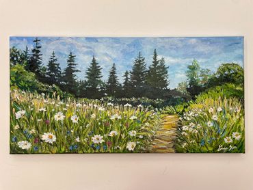 Field with Daisies 
12" x 24" 
acrylic on canvas