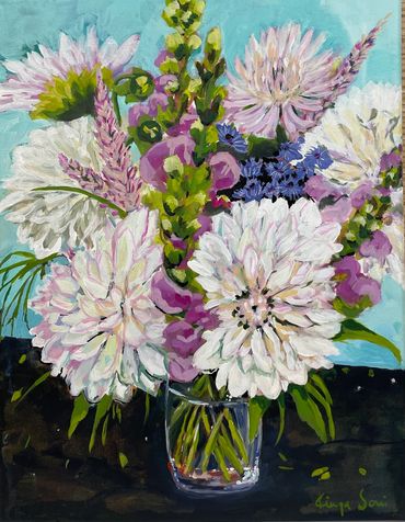 Mom's Bouquet

acrylic on canvas
14" x 18" x 0.5"