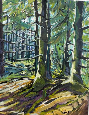 Light in the Forest 

11" x 14" 
acrylic on canvas