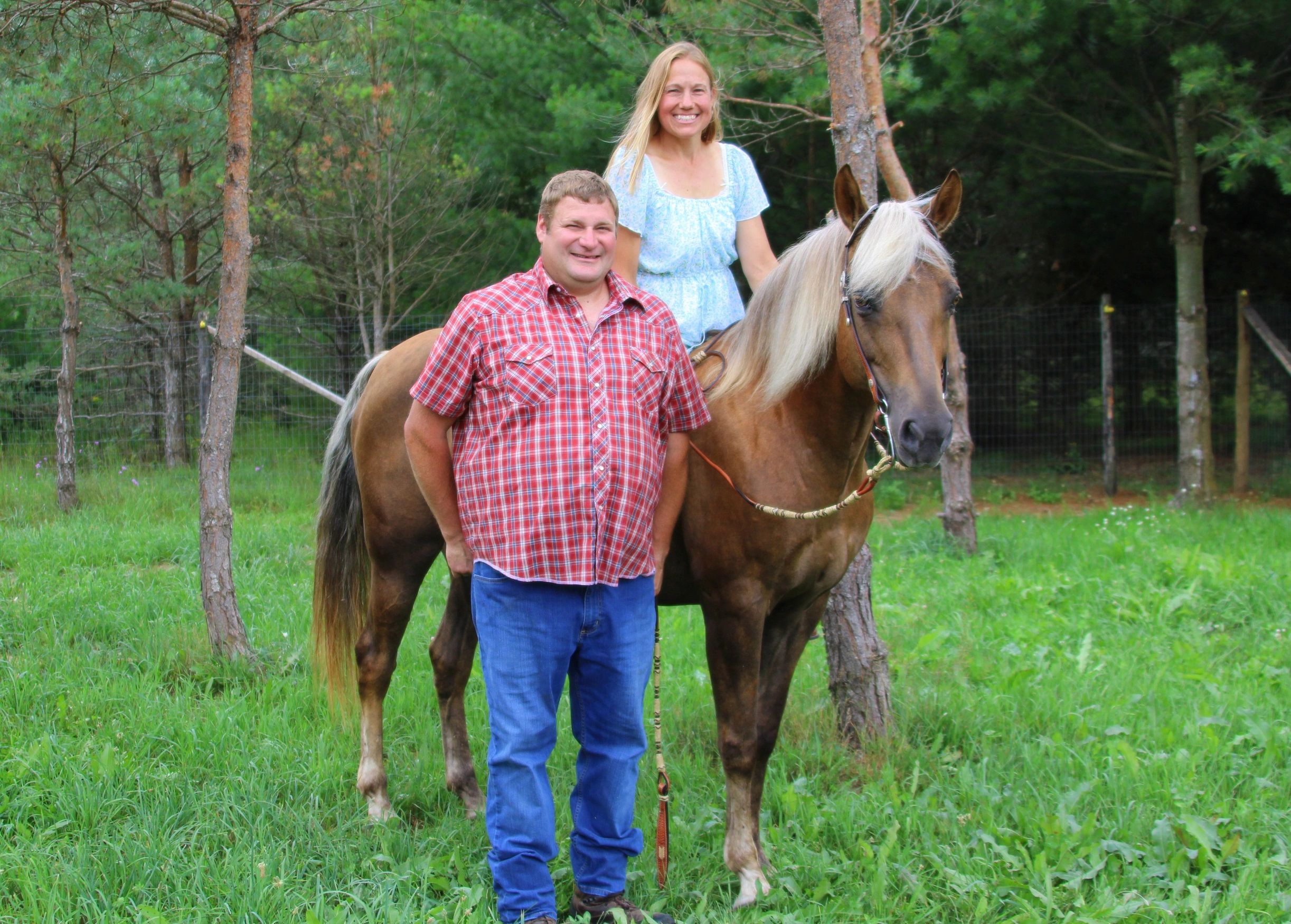 Brock & Holly McNeil with our foundation Morgan mare SYLRTomoros CholateSuprem, aka Koko.