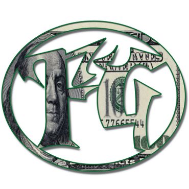 Wu-Tang Clan logo filled with a U.S. hundred-dollar bill design.