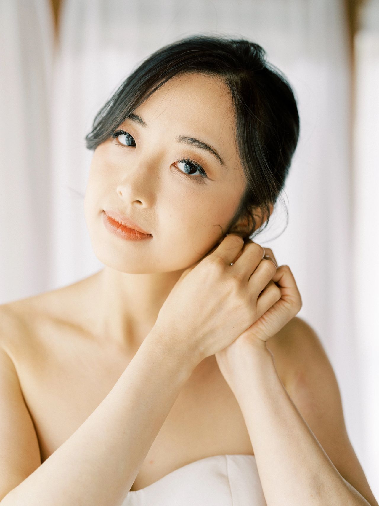 natural Korean bridal wedding makeup look for bride in Houston Texas