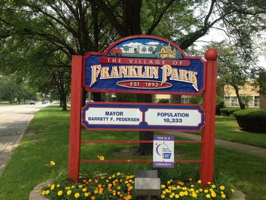 Red and Blue Wood Sign - The Village of Franklin Park
Est. 1892
