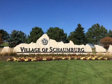 Large Limestone Rock Sign - Village of Schaumburg
