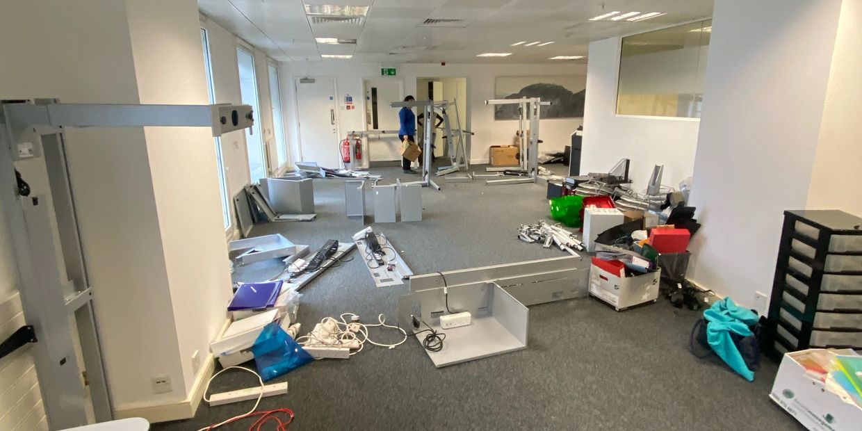 office furniture being packed for removal in Billingshurst