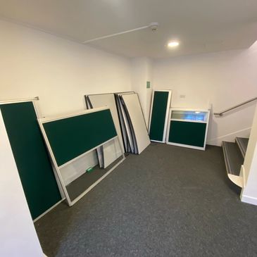Office furniture packed ready to be moved