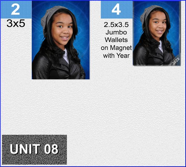 Picture of 2-3.5x5 and 4 Jumbo wallets on magnets photo unit with current Year