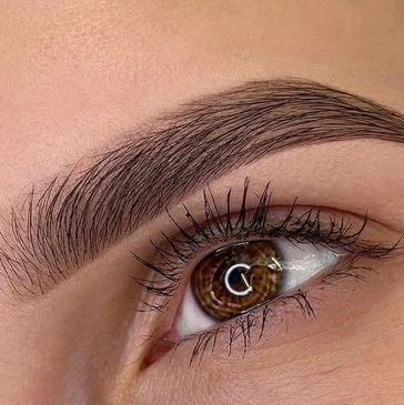 A close-up of the women eye and eyebrow