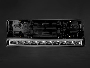 A black LED light bar with multiple individual lights on a black background.