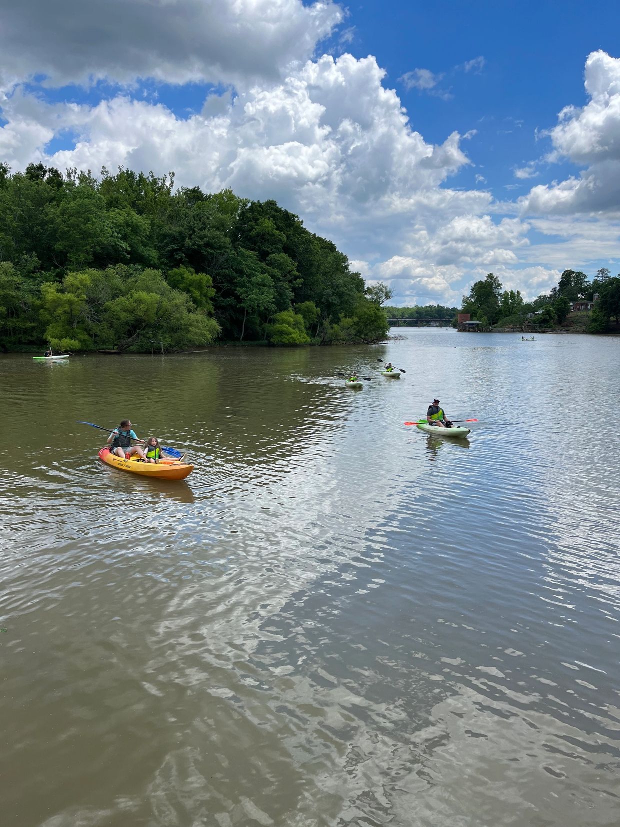 Kayakers upper Lake Wylie, Belmont, Catawba River