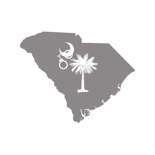 State of SC with the palmetto tree and handcuffs hanging from the crescent