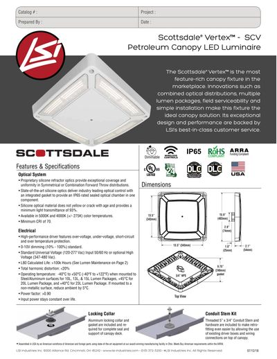 The Scottsdale® Vertex™ is the most
feature-rich canopy fixture in the
marketplace. 