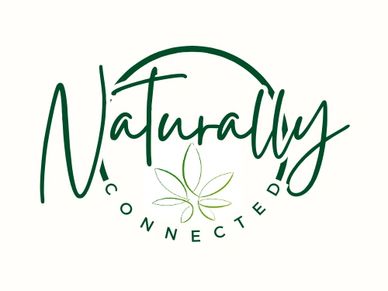Logo. A circle with the word connected on the bottom. The word naturally through the middle. 